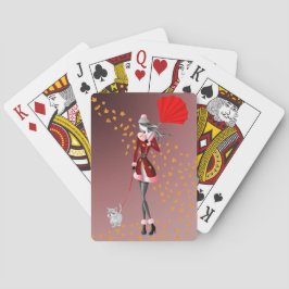 Dog & Lady Autumn Leaves Pplaykaarten Pokerkaarten