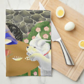 Dog & Lady in Café Lunch Tea Towel Theedoek (Quarter Fold)