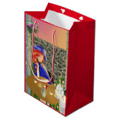 Dog & Lady in Café op Sunset Medium Cadeauzakje (Voorkant Gekanteld)
