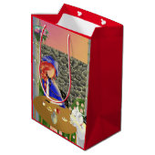 Dog & Lady in Café op Sunset Medium Cadeauzakje (Achterkant Gekanteld)