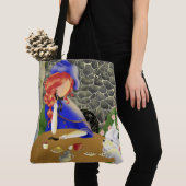 Dog & Lady in Café op Sunset Tote Bag (Dichtbij)
