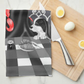 Dog & Lady in café Red Hair Tea Towel Theedoek (Quarter Fold)