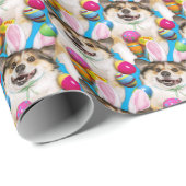 Dog Laying on Easter Eggs Cadeaupapier (Rol Hoek)
