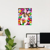 Dog Laying on Easter Eggs Poster (Thuiskantoor)