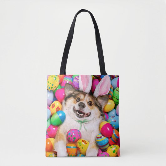 Dog Laying on Easter Eggs Tote Bag (Voorkant)