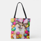 Dog Laying on Easter Eggs Tote Bag (Achterkant)