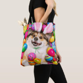 Dog Laying on Easter Eggs Tote Bag (Dichtbij)