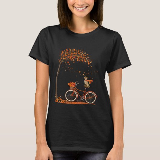 Dog Leaf Fall Autumn Cycling Funny Labrador retrie T-shirt (Voorkant)