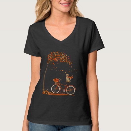 Dog Leaf Fall Autumn Cycling Funny Labrador retrie T-shirt (Voorkant)