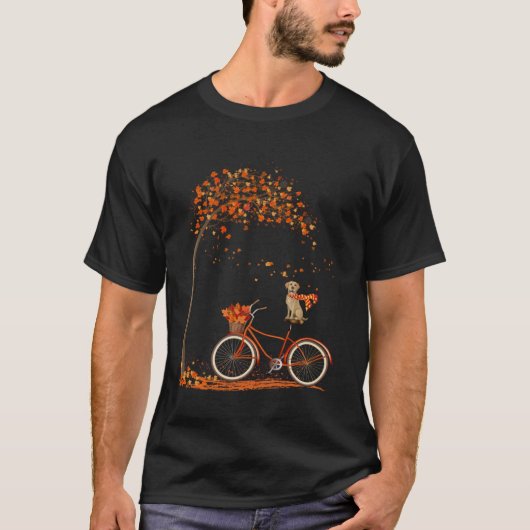 Dog Leaf Fall Autumn Cycling Funny Labrador retrie T-shirt (Voorkant)