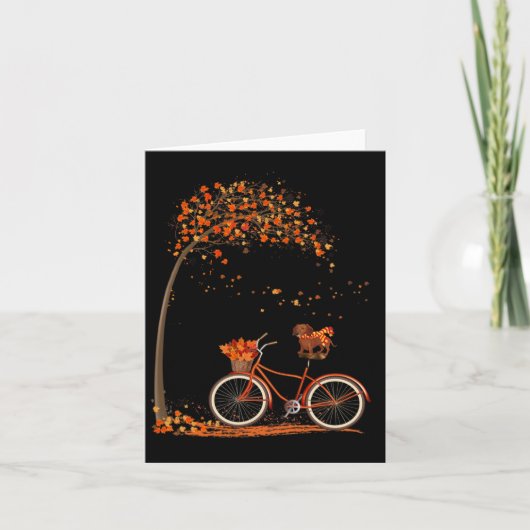 Dog Leaf Herfst Herfst Fietsen Fun Dachshund Lover Kaart (Voorkant)