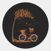 Dog Leaf Herfst Herfst Fietsen Fun Dachshund Lover Ronde Sticker (Voorkant)