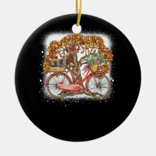 Dog Leaf Herfst Herfst Fietsen Funny Dachshund Pet Keramisch Ornament