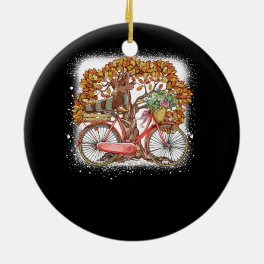 Dog Leaf Herfst Herfst Fietsen Funny Dachshund Pet Keramisch Ornament (Achterkant)