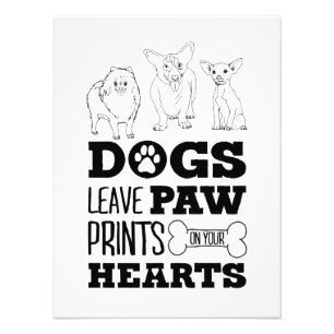 Dog Leaves Paw Prints on your hart Cute Puppy Ske Foto Afdruk