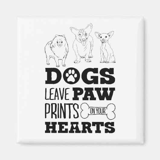 Dog Leaves Paw Prints on your hart Cute Puppy Ske Magneet (Voorkant)