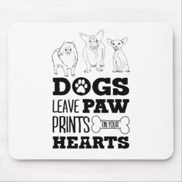 Dog Leaves Paw Prints on your hart Cute Puppy Ske Muismat