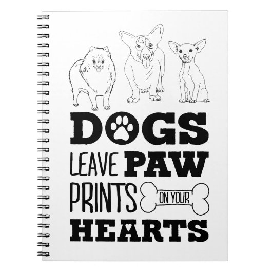 Dog Leaves Paw Prints on your hart Cute Puppy Ske Notitieboek (Voorkant)