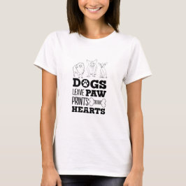 Dog Leaves Paw Prints on your hart Cute Puppy Ske T-shirt