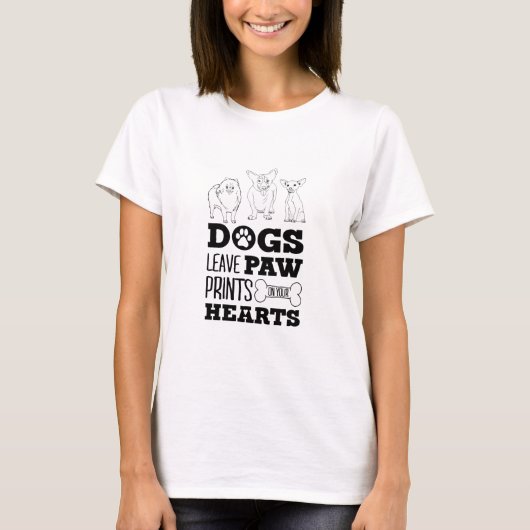 Dog Leaves Paw Prints on your hart Cute Puppy Ske T-shirt (Voorkant)