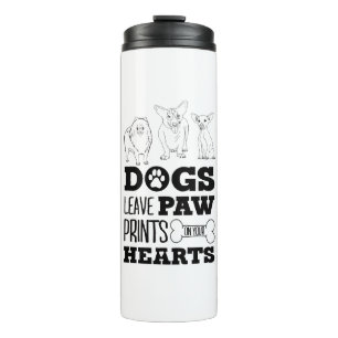 Dog Leaves Paw Prints on your hart Cute Puppy Ske Thermosbeker