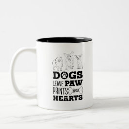 Dog Leaves Paw Prints on your hart Cute Puppy Ske Tweekleurige Koffiemok