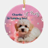 Dog Let's Party Birthday Keramisch Ornament (Voorkant)