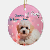Dog Let's Party Birthday Keramisch Ornament (Links)