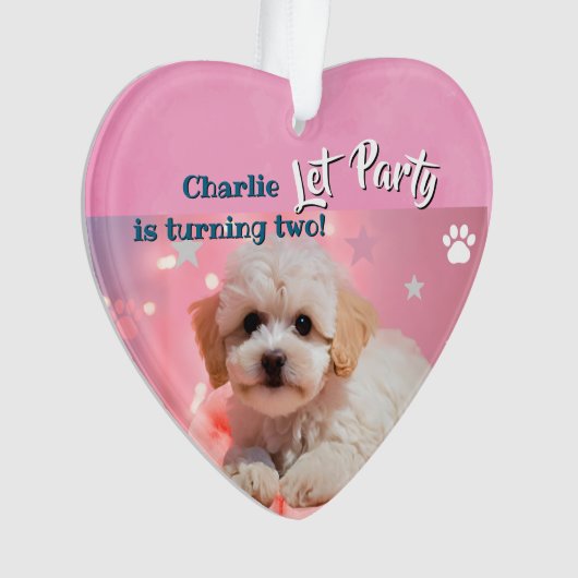 Dog Let's Party Birthday  Ornament (voorkant)
