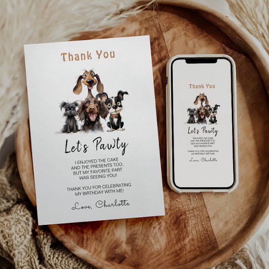 Dog Let's Pawty Birthday Bedankkaart