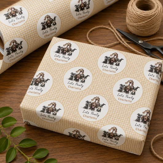 Dog Let's Pawty Birthday Cadeaupapier
