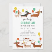 Dog Let's Pawty Birthday Invitation Kaart (Voorkant)