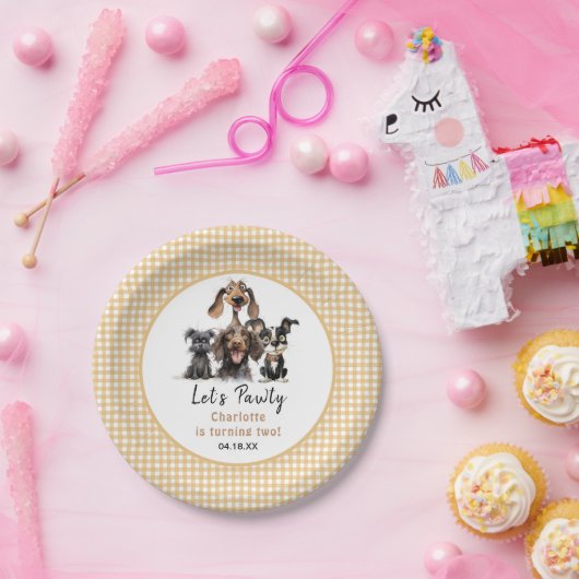 Dog Let's Pawty Birthday Papieren Bordje (Feest)
