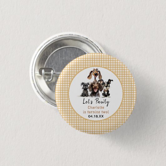 Dog Let's Pawty Birthday Ronde Button 3,2 Cm (Voorkant /achterkant)