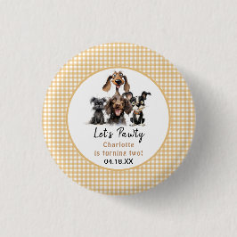 Dog Let's Pawty Birthday Ronde Button 3,2 Cm