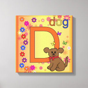 Dog Letter D Wrapped Canvas Afdruk