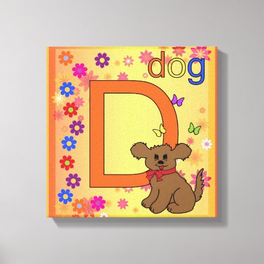 Dog Letter D Wrapped Canvas Afdruk (Voorkant)