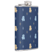 Dog Lhasa Apso patroon blauwe achtergrond Heupfles (Rechts)