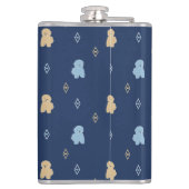 Dog Lhasa Apso patroon blauwe achtergrond Heupfles (Achterkant)