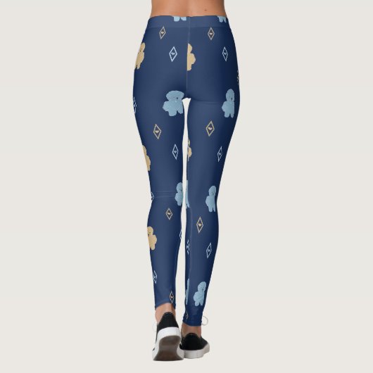 Dog Lhasa Apso patroon blauwe achtergrond Leggings (Achterkant)