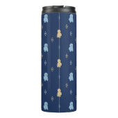 Dog Lhasa Apso patroon blauwe achtergrond Thermosbeker (Achterkant)