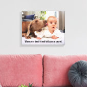Dog Licking Baby's Ear Canvas Afdruk (Insitu (Woonkamer))