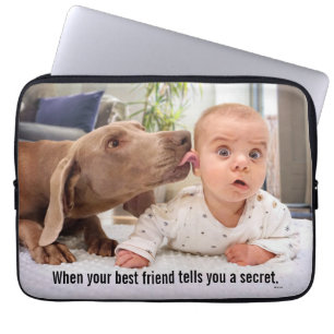 Dog Licking Baby's Ear Laptop Sleeve