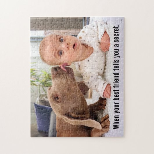 Dog Licking Baby's Ear Legpuzzel (Verticaal)