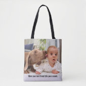 Dog Licking Baby's Ear Tote Bag (Voorkant)