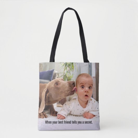 Dog Licking Baby's Ear Tote Bag (Voorkant)