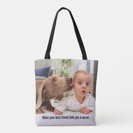 Dog Licking Baby's Ear Tote Bag (Achterkant)