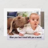 Dog Licking Baby's Ear Uitnodiging Briefkaart (Voorkant / Achterkant)