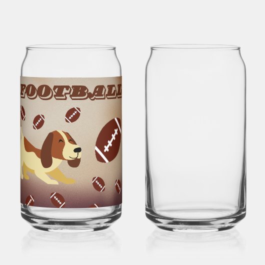 Dog Liefde Spelen football Blikvorm Glas (Voorkant)