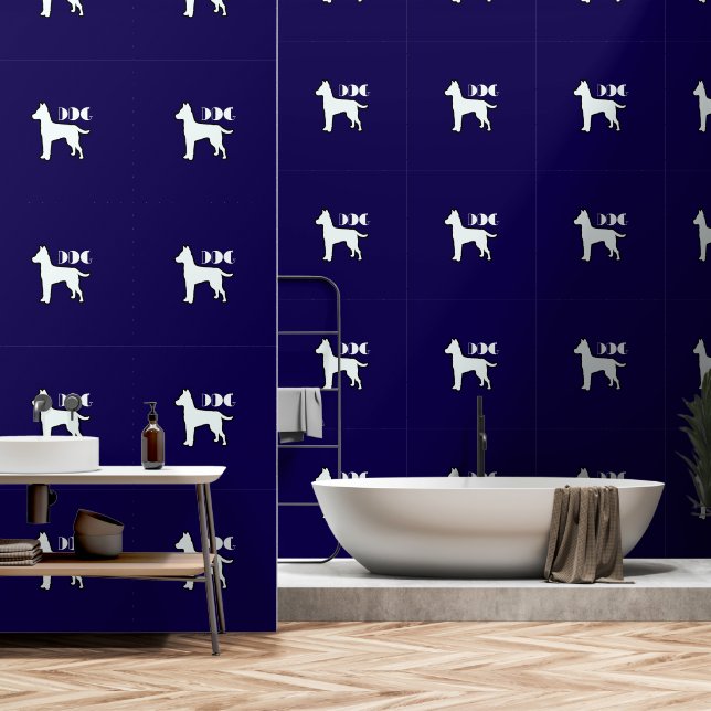 DOG Logo DK Blauw Wit Huisdier Behang (Badkamer)
